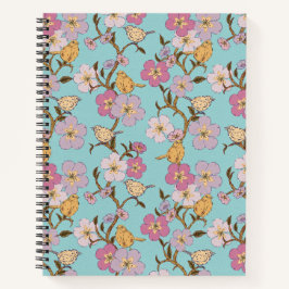 Whimsical Trailing Florals und Birnen - Türkis Notizbuch