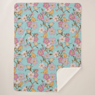 Whimsical Trailing Florals und Birnen - Türkis Sherpadecke