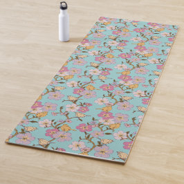 Whimsical Trailing Florals und Birnen - Türkis Yogamatte