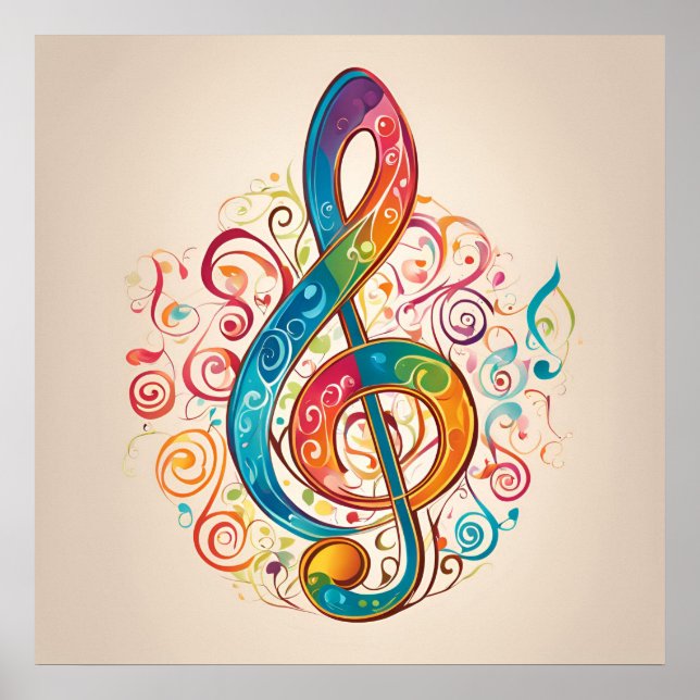 Whimsical Treble Clef Poster (Vorne)