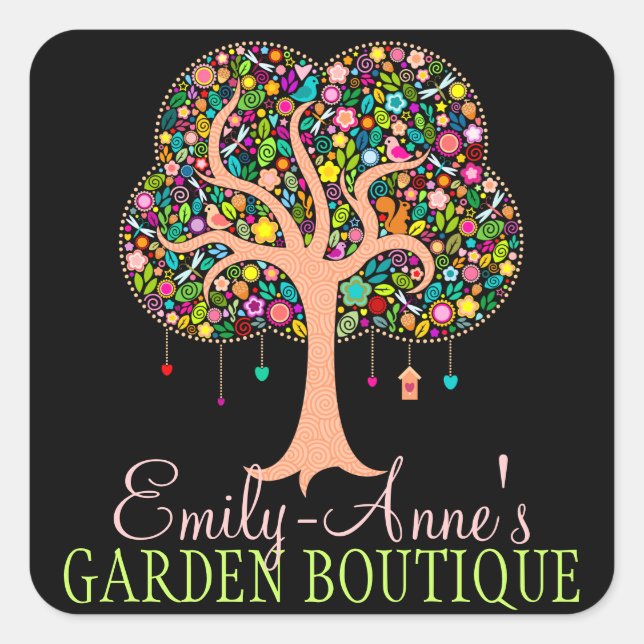 Whimsical Tree - Benutzerdefinierte Stickers Label (Vorderseite)