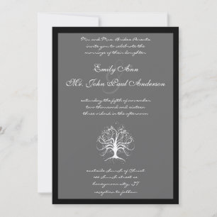 Whimsical Tree Black Borders Wedite Invite Einladung