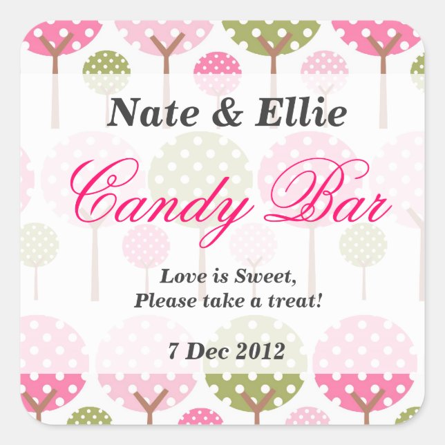 Whimsical Tree Candy Bar Sticker (Vorderseite)