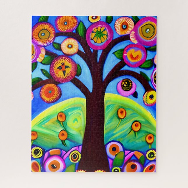 Whimsical Tree Folk Art (Vertikal)