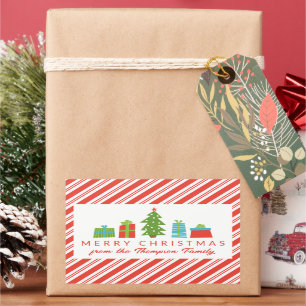 Whimsical Tree & Geschenke Frohe Weihnachten von Rechteckiger Aufkleber