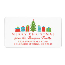 Whimsical Tree & Gifts Frohe Weihnachten