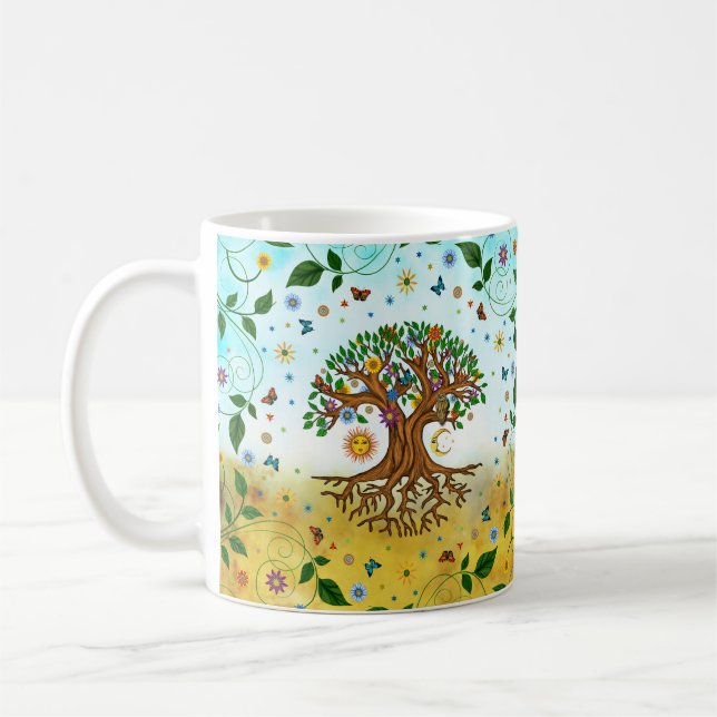 Whimsical Tree of Life - Yggdrasil Kaffeetasse (Links)