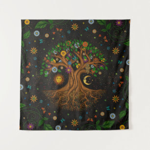 Whimsical Tree of Life - Yggdrasil Wandteppich