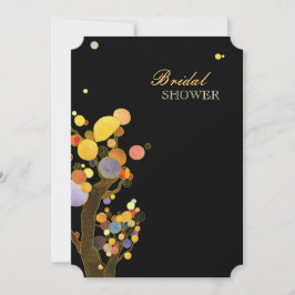Whimsical Trees Elegantes Schwarzes Brautparty Einladung