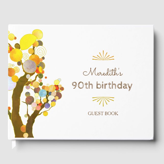 Whimsical Trees Milestone Geburtstag Gästebuch (Vorderseite)