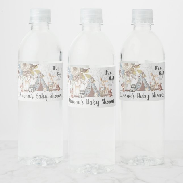 Whimsical Tribal Woodland Animals Boy Baby Dusche (Flaschen)