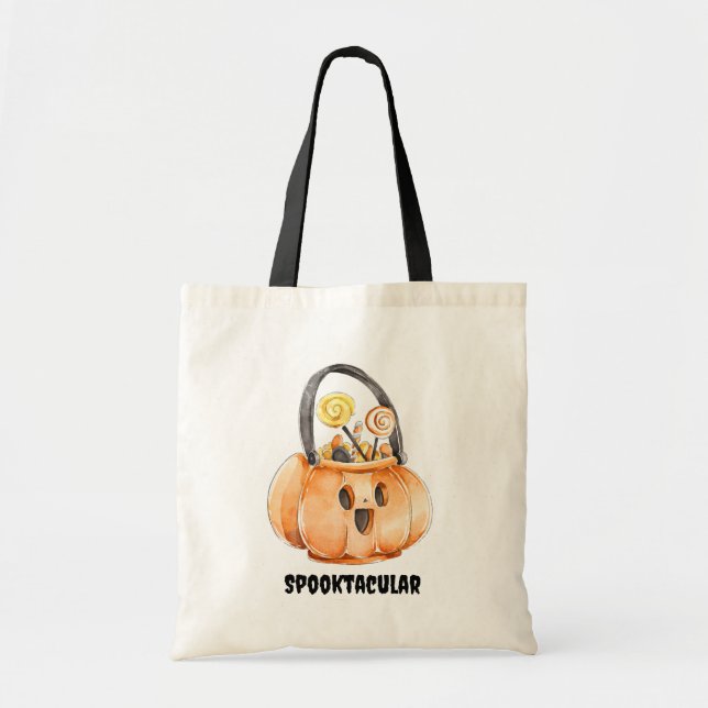 Whimsical Trick oder Treat Wasserfarbe Halloween Tragetasche (Vorne)