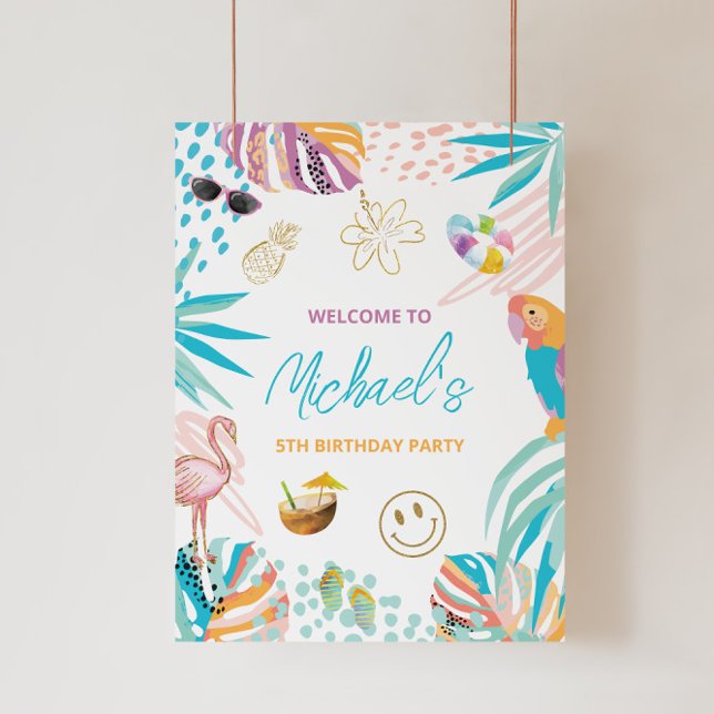Whimsical Tropical Birthday Willkommenszeichen Fotodruck (Von Creator hochgeladen)