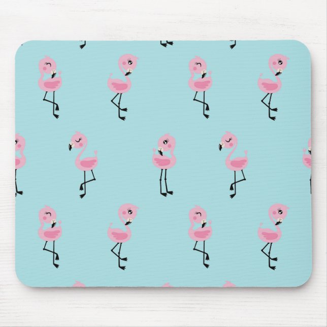 Whimsical tropical flamingos mousepad (Vorne)