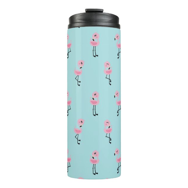 Whimsical tropical flamingos thermosbecher (Vorderseite)