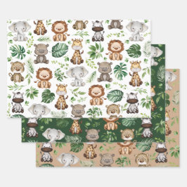 Whimsical Tropical Jungle Safari Wilde Tiere Geschenkpapier Set