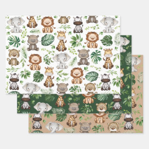 Whimsical Tropical Jungle Safari Wilde Tiere Geschenkpapier Set