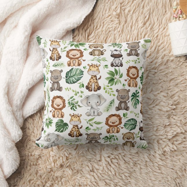 Whimsical Tropical Jungle Safari Wilde Tiere Kissen (Decke)