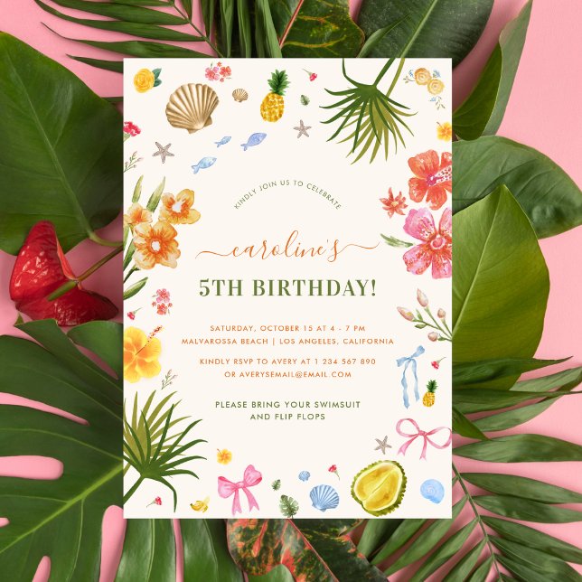 Whimsical Tropical Summer Kid's Birthday Party Einladung (Von Creator hochgeladen)