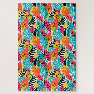 Whimsical Tropical Watercolor Blätter schwierig