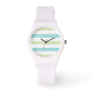 Whimsical Tropics Cabana Streifen Armbanduhr