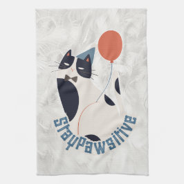 Whimsical Tuxedo Cat Stay Pawsitive Kitchen Towel Geschirrtuch