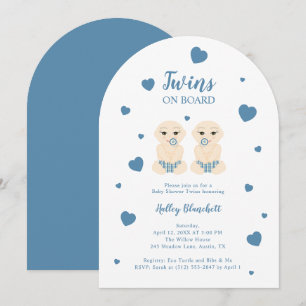 Whimsical Twins Babyparty Blaue Herzen LPM26 Einladung
