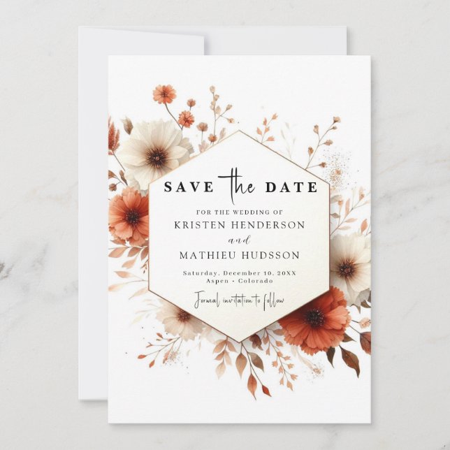Whimsical Typografy Terracotta Wedding Save The Date (Vorderseite)