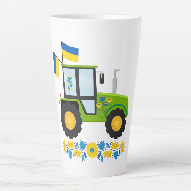 Whimsical Ukraine Traktor Milchtasse (Vorderseite)