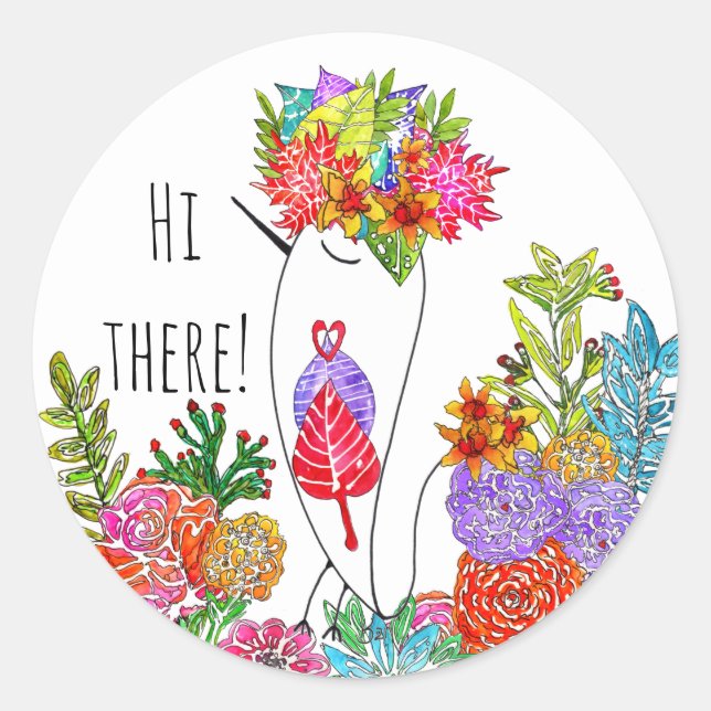 Whimsical und farbenfroh Hi There Birdie Stickers (Vorderseite)