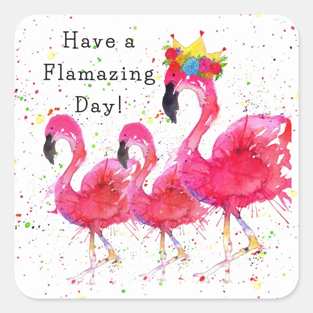 Whimsical und farbenfroh rosa Flamingo Stickers (Vorderseite)