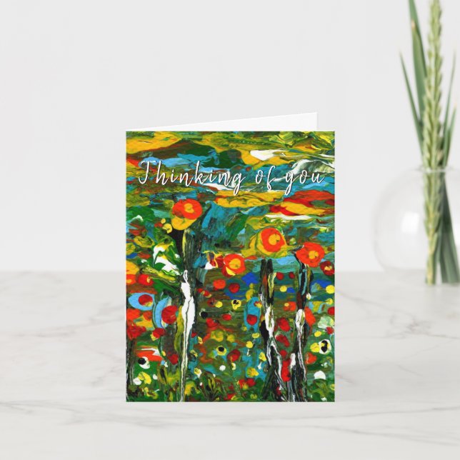 Whimsical und farbenfrohe Blume Grußkarte Dankeskarte (Vorderseite)