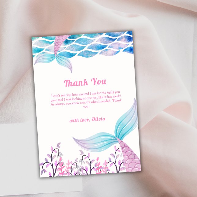 Whimsical Under Sea Mermaid Schwanz Babydusche Dankeskarte (Whimsical Under Sea Mermaid Tail Baby Shower Thank You Card)