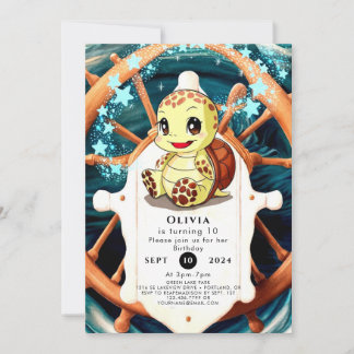 Whimsical Under Sea Turtle Geburtstag Einladung