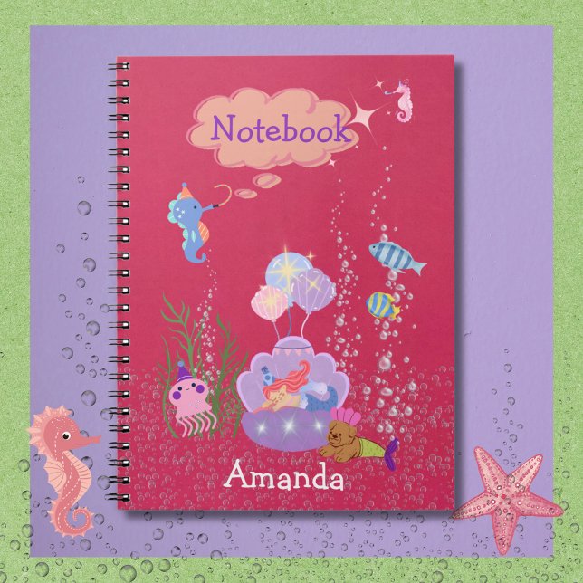 Whimsical Under the Sea Notebook Notizblock (Cute Under the Sea Notebook. Easy to personalize the Title and Name.)