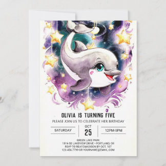 Whimsical Underwater Dolphin Geburtstag Einladung