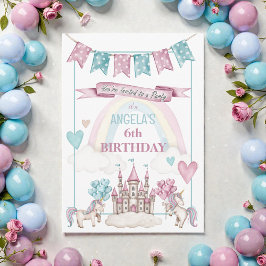 Whimsical Unicorn Castle Birthday  Invitation Einladung