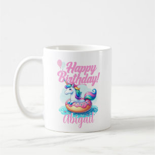 Whimsical Unicorn Donut Niedlich Rainbow Pool Part Kaffeetasse