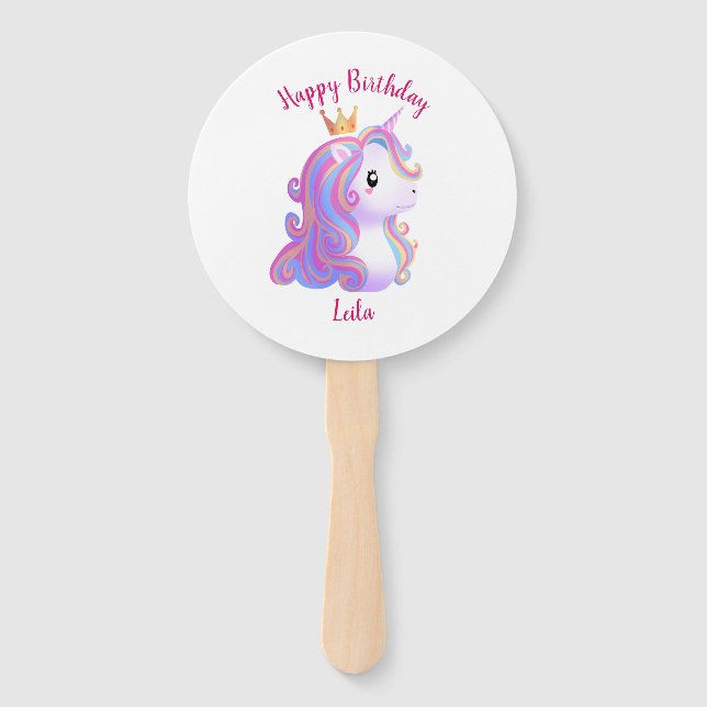 Whimsical Unicorn Geburtstag Fächer (Vorderseite)