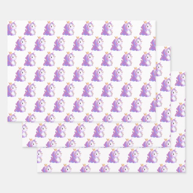 Whimsical Unicorn Geburtstag Geschenkpapier Set (Set)
