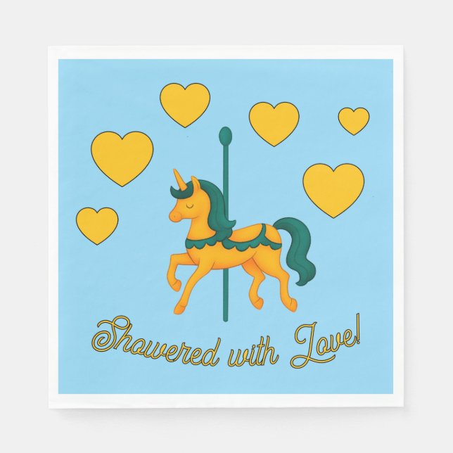 Whimsical Unicorn Kinderdusche/Herz Serviette (Vorderseite)