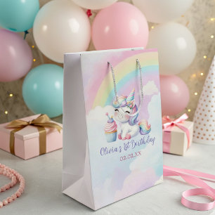 Whimsical Unicorn Rainbow Birthday Party Geschenkt Mittlere Geschenktüte