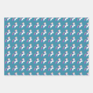 Whimsical Unicorn Rainbow Heart Wrapping Paper Geschenkpapier Set