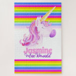 Whimsical unicorn Regenbogenstreifen<br><div class="desc">Personalisierte Einhornhaut Wasserfarbe, Pullover-Kunst auf einem rosa Regenbogenstreifen. Passen Sie Ihre persönlichen Vornamen, Familiennamen oder andere Details an. Original Aquarellmalerei mythisches Einhorn lila und rosa Kunst und Design von Sarah Trett für www.mylittleeden.com auf Zazzle.</div>