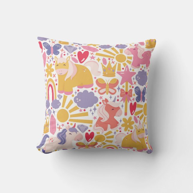 Whimsical Unicorn Wonderland Kissen (Vorderseite)