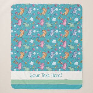 Whimsical Unicorns und Helle Hübsche Blume Sherpadecke