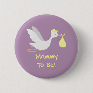 Whimsical Unisex Stork Baby Dusche Button