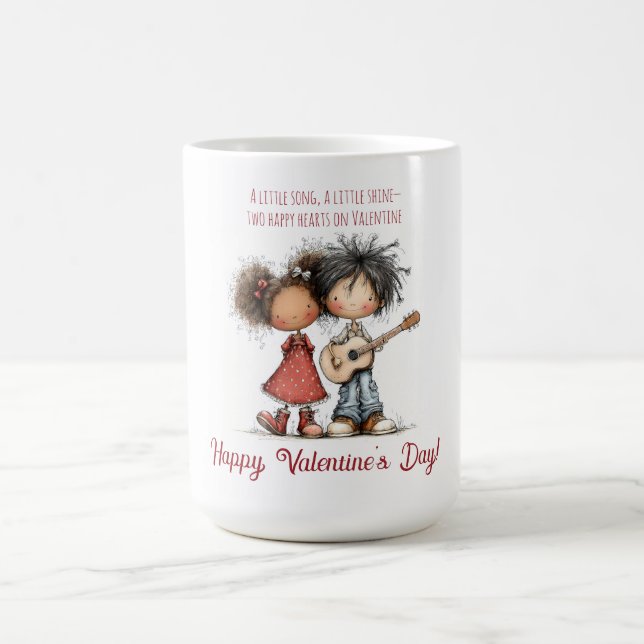 Whimsical Valentine Kids Illustration  Kaffeetasse (Mittel)