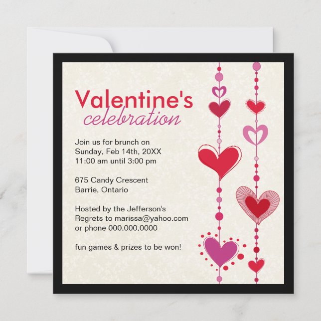 Whimsical Valentinstag Party Einladung (Vorderseite)