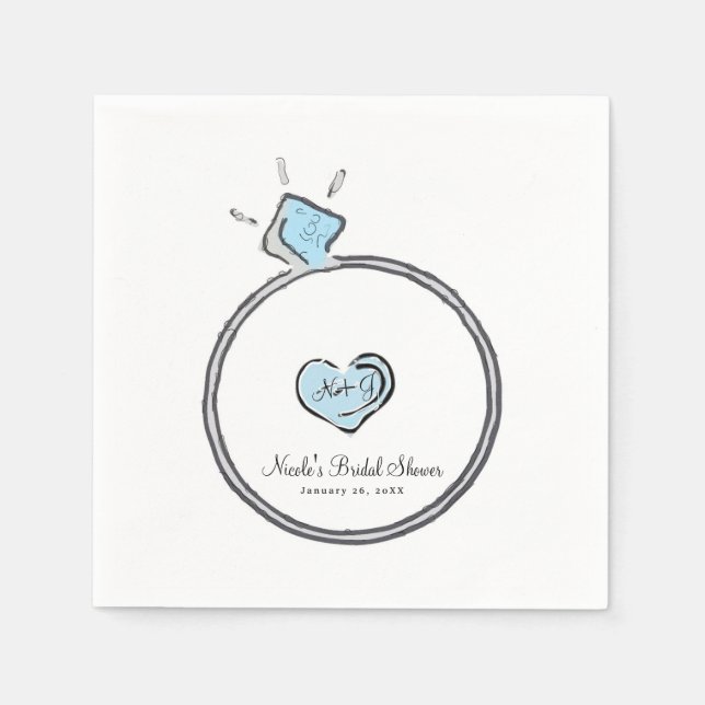 Whimsical Verlobung Wedding Ring Brautparty Serviette (Vorderseite)